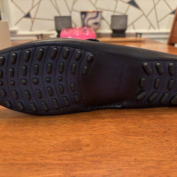 Santoni Blue Dammed Leather Loafers (New in box)